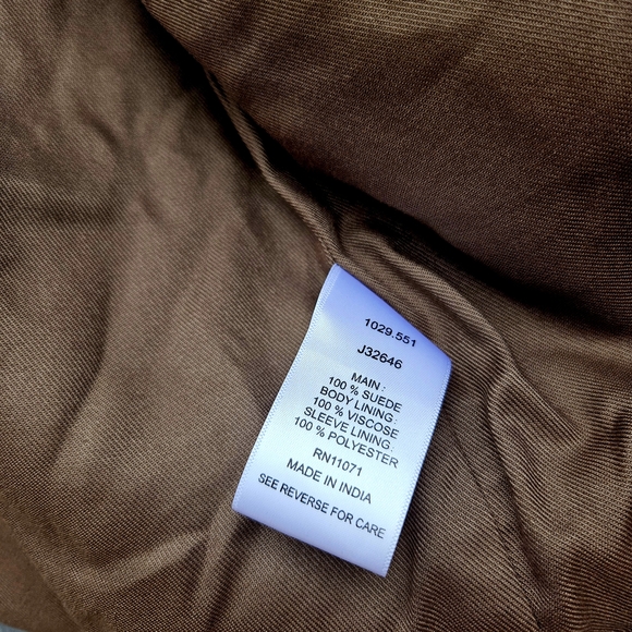 JIGSAW brand Soft Suede Two-Tone Brown & Gray Leather Jacket MINIMALIST Small - Picture 5 of 8